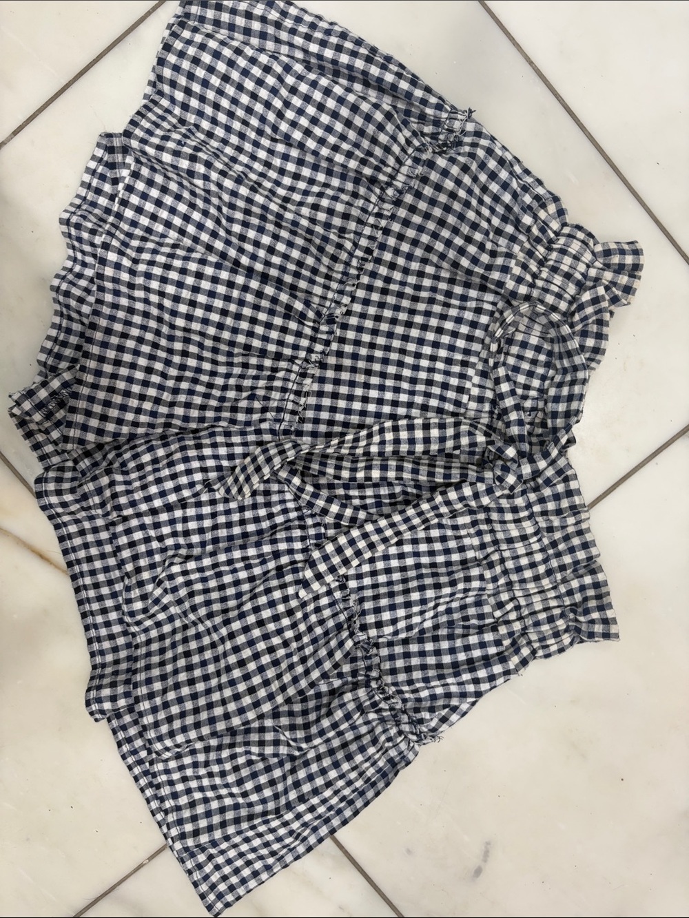 Blue Life Navy and White Gingham Mini Skirt